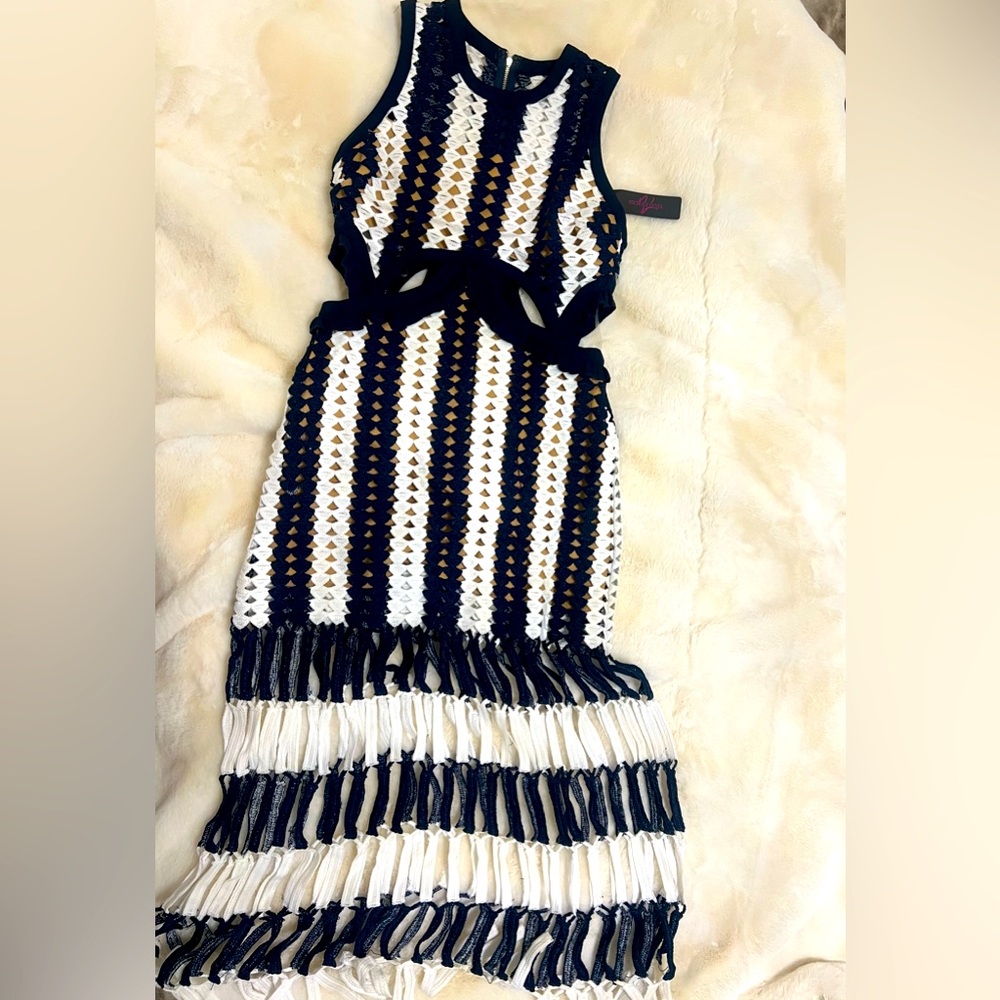 Nichole Lynel Crochet Fringe Dress